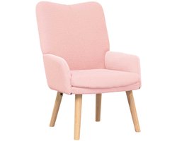 vidaXL - Fauteuil - Roze - 63 - x - 67 - x - 94 - cm - Schapenstof - en - Bijkap