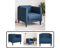 vidaXL Fauteuil Stof Blauw - Comfort en Stijl Fauteuil - Lounge Stoel - Relaxstoel - Woonkamer Meubilair - Moderne Fauteuil