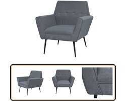 vidaXL Fauteuil - Stof en Staal - Lichtgrijs Fauteuil - Lounge Stoel - Relaxfauteuil - Grijs - Hout