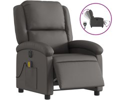 vidaXL - Fauteuil - verstelbaar - elektrisch - echt - leer - grijs