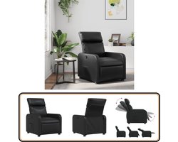 vidaXL Fauteuil Verstelbaar Kunstleer - Zwart Verstelbare Fauteuil - Fauteuils - Lounge Stoel - Relaxfauteuil - Kantoorstoel
