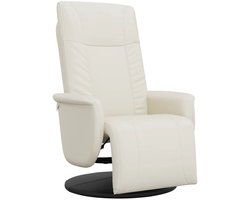 vidaXL - Fauteuil - verstelbaar - met - voetensteun - kunstleer - crèmekleurig
