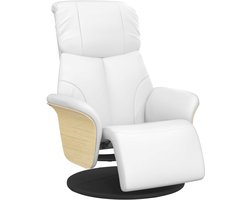 vidaXL - Fauteuil - verstelbaar - met - voetensteun - kunstleer - wit