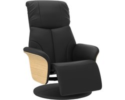 vidaXL - Fauteuil - verstelbaar - met - voetensteun - kunstleer - zwart