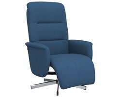 vidaXL - Fauteuil - verstelbaar - met - voetensteun - stof - blauw
