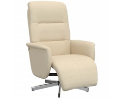 vidaXL - Fauteuil - verstelbaar - met - voetensteun - stof - crèmekleurig
