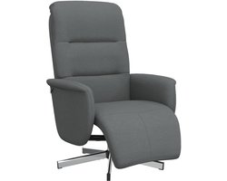 vidaXL - Fauteuil - verstelbaar - met - voetensteun - stof - donkergrijs