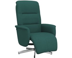 vidaXL - Fauteuil - verstelbaar - met - voetensteun - stof - donkergroen