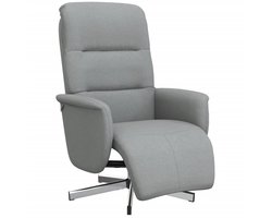 vidaXL - Fauteuil - verstelbaar - met - voetensteun - stof - lichtgrijs