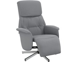 vidaXL - Fauteuil - verstelbaar - met - voetensteun - stof - lichtgrijs