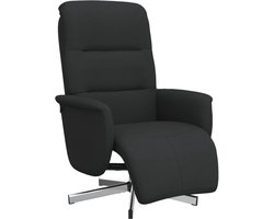 vidaXL - Fauteuil - verstelbaar - met - voetensteun - stof - zwart