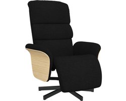 vidaXL - Fauteuil - verstelbaar - met - voetensteun - stof - zwart