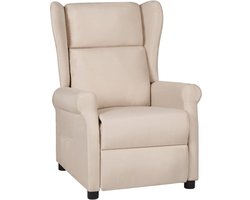 vidaXL - Fauteuil - verstelbaar - stof - crèmekleurig