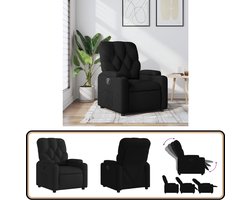 vidaXL Fauteuil Verstelbaar - Stof - Zwart Verstelbare Fauteuil - Fauteuils - Lounge Stoel - Relaxfauteuil - Leesstoel