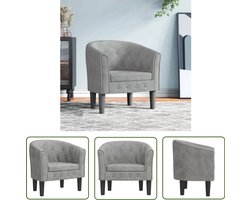 vidaXL Fauteuils - Kuipstoel - Kuipstoel met voetenbankje fluweel lichtgrijs - Lounge Stoel - Fluweel Stoel - Grijze Stoel