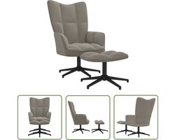 vidaXL Fauteuils - Relaxfauteuil - Relaxstoel met voetenbank fluweel lichtgrijs - Lounge Chair - Loungestoel - Comfortabel Zitten