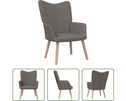 vidaXL Fauteuils - Relaxfauteuil - Relaxstoel stof taupe - Lounge Chair - Blokkpatroon - Taupe Kleur