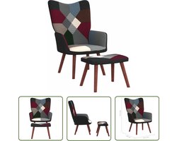 vidaXL Fauteuils - Relaxstoel - Relaxstoel met voetenbank patchwork stof - Loungestoel - Patchwork - Multicoloured