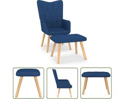 vidaXL Fauteuils - Relaxstoel - Relaxstoel met voetenbank stof blauw - Lounge Chair - Blauwe Meubels - Blauwe Stoelen