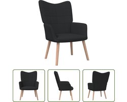 vidaXL Fauteuils - Relaxstoel - Relaxstoel stof zwart - Zwarte Meubels - Lounge Stoel - Woonkamer Meubilair