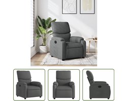 vidaXL Fauteuils - Verstelbare Fauteuil - Fauteuil verstelbaar stof donkergrijs - Lounge Stoel - Relaxfauteuil - Donkere Grijze Fauteuil