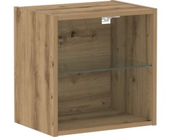 vidaXL - Floating - Shelf - met - LED - Licht - met - plank - Bruin - 40 - x - 28,5 - x - 40 - cm