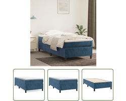 vidaXL Fluweel Bed - Boxspringbed - Boxspring met matras fluweel donkerblauw 100x200 cm - Donkere Kleuren - Tweepersoon Bed - Pocketveer Matras