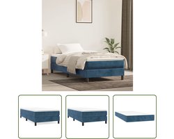vidaXL Fluweel Bed - Boxspringbed - Boxspring met matras fluweel donkerblauw 80x200 cm - Donkere Blauwe Bed - Tweepersoons Bed - Boxspring