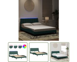 vidaXL Fluweel Bed - Comfortabel Bed - Bedframe met LED zonder matras Hanko fluweel donkergroen 120x200 cm - Led Bed - Donkere Kamer Decoratie - Hoofdbord Met Licht