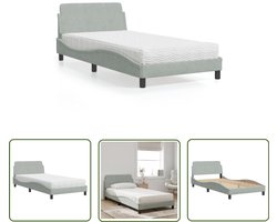 vidaXL Fluweel Bed - Slaapcomfort - Bed met matras Dover fluweel lichtgrijs 100x200 cm - Tweepersoonsbed - King Size Bed - Boxspring Bed