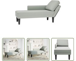 vidaXL Fluweel - Chaise Longue - Chaise longue met kussen & rechterarmleuning fluweel lichtgrijs - Grijs - Loungebank - Fauteuil