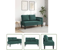 vidaXL Fluweel - Chaise Longue - Chaise longue met kussens fluweel donkergroen - Donkere Kleuren - Comfortabele Fauteuil - Relaxfauteuil