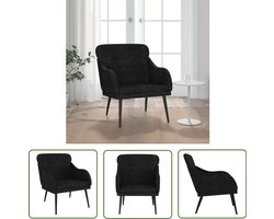 vidaXL Fluweel - Fauteuil - Fauteuil 63x76x80 cm fluweel zwart - Zwarte Fauteuil - Lounge Stoel - Salontafel