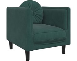 vidaXL Fluweel - Fauteuil - Fauteuil met kussen fluweel donkergroen - Donkere Kleuren - Lounge - Relaxstoel