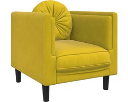 vidaXL Fluweel - Fauteuil - Fauteuil met kussen fluweel geel - Geel - Lounge - Livingroom