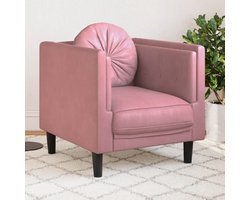 vidaXL Fluweel - Fauteuil - Fauteuil met kussen fluweel roze - Roze - Lounge Stoel - Designstoel