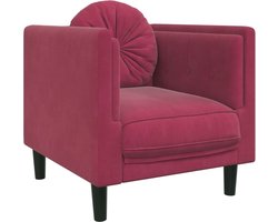 vidaXL Fluweel - Fauteuil - Fauteuil met kussen fluweel wijnrood - Wijnrood - Lounge - Designstoel