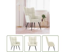 vidaXL Fluweel Fauteuil - Relaxfauteuil - Relaxstoel fluweel crèmewit - Creme Wit Fauteuil - Lounge Stoel - Salontafel