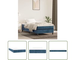 vidaXL Fluweel Matras - Pocketveringmatras - Pocketveringmatras 90x200x20 cm fluweel donkerblauw - Zachte Matras - Matras 90x200 - Tweepersoons Matras