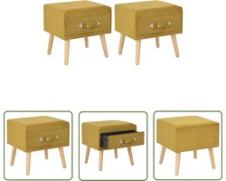 vidaXL Fluweel Nacht Kast - Nachtkastjes - Nachtkastjes 2 st 40x35x40 cm fluweel mosterdkleurig - Nachtkast - Sidetable - Meubilair Slaapkamer