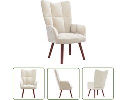 vidaXL Fluweel - Relaxstoel - Relaxstoel fluweel crèmewit - Creme Wit - Lounge Stoel - Fauteuils