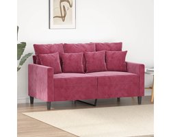 vidaXL Fluweel Sofa - Tweezitsbank - Tweezitsbank 120 cm fluweel wijnrood - Rode Bank - Salontafel - Woonkamer Meubilair