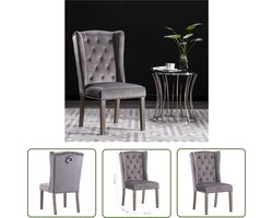 vidaXL Fluweel Stoel - Eetkamerstoel - Eetkamerstoel fluweel grijs - Grijze Eetkamerstoel - Vintage Stoel - Klassieke Stoel