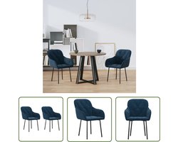 vidaXL Fluweel Stoel - Eetkamerstoel - Eetkamerstoelen 2 st fluweel blauw - Blauwe Stoel - Salontafel - Lounge Stoel