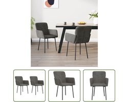 vidaXL Fluweel Stoel - Eetkamerstoelen - Eetkamerstoelen 2 st fluweel donkergrijs - Donkere Grijze Stoel - Luxe Stoel - Comfortabele Stoel