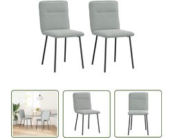 vidaXL Fluweel Stoel - Eetkamerstoelen - Eetkamerstoelen 2 st fluweel lichtgrijs - Licht Grijze Stoel - Eetkamerset - Salontafel