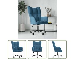 vidaXL Fluweel Stoel - Relaxstoel - Relaxstoel fluweel blauw - Blauwe Stoel - Ergonomische Stoel - Kantoorstoel