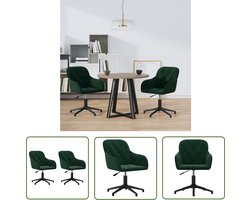 vidaXL Fluweel Stoelen - Eetkamerstoelen - Eetkamerstoelen draaibaar 2 st fluweel donkergroen - Donkere Groene Stoelen - Verstelbare Stoelen - Draaibare Stoelen