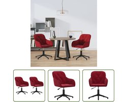 vidaXL Fluweel Stoelen - Eetkamerstoelen - Eetkamerstoelen draaibaar 2 st fluweel wijnrood - Rode Stoelen - Draaibare Stoelen - Ergonomische Stoelen