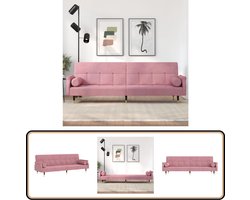 vidaXL Fluwelen Slaapbank Roze - Stijlvol & Comfortabel Slaapbank - Rozerode Meubilair - Fluweel Sofa - Één Persoons Bed - Lounge Bank